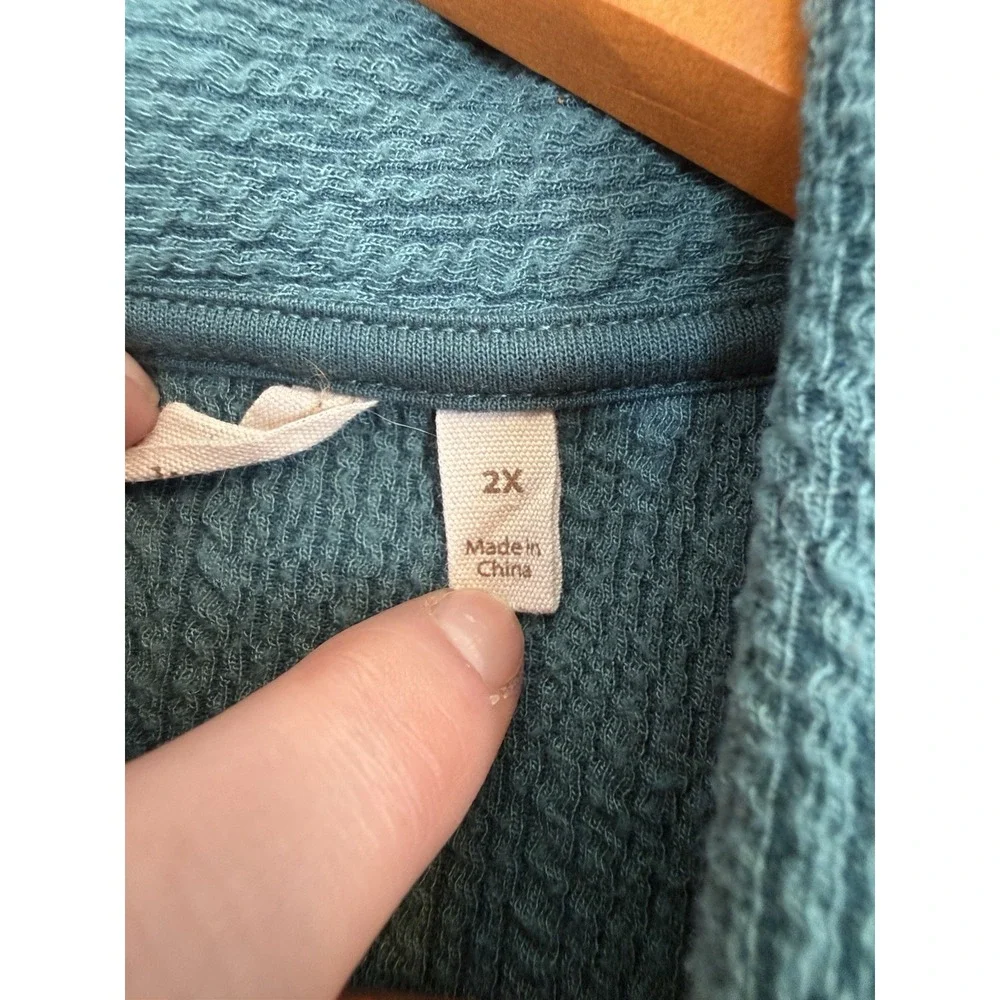 Soft Surroundings Sweater Women 2x Teal Long Vest Cardigan Sleeveless Layering